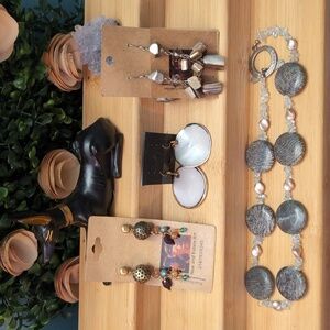 Four Piece Artist Stone And Shell Jewelry Lot
